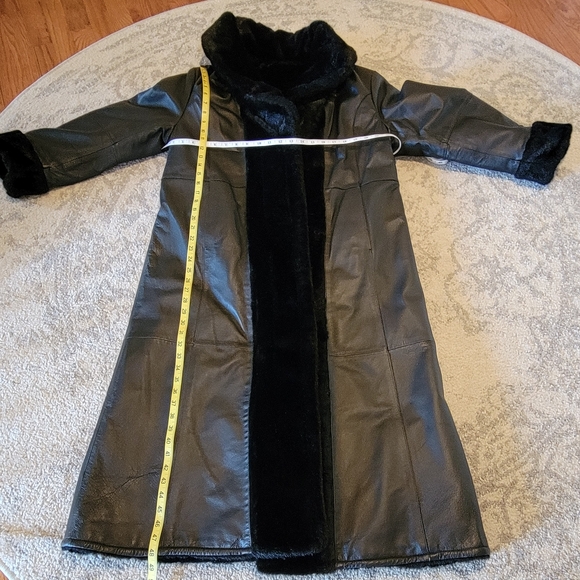 REVERSIBLE/faux mink/genuine leather coat szM - Picture 5 of 6